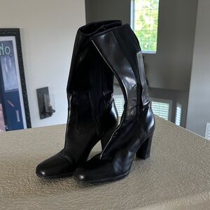 Franco Sarto Black Leather Heeled Boots
